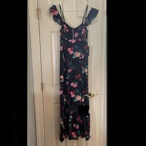 Black Floral Print Maxi Dress